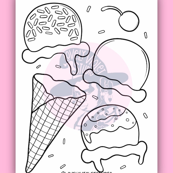 Ice Cream Cone Coloring Page Digital Download, Printable Ice Cream Paper Craft, Build Your Own Ice Cream Cone, Ice Cream Party DIY Craft