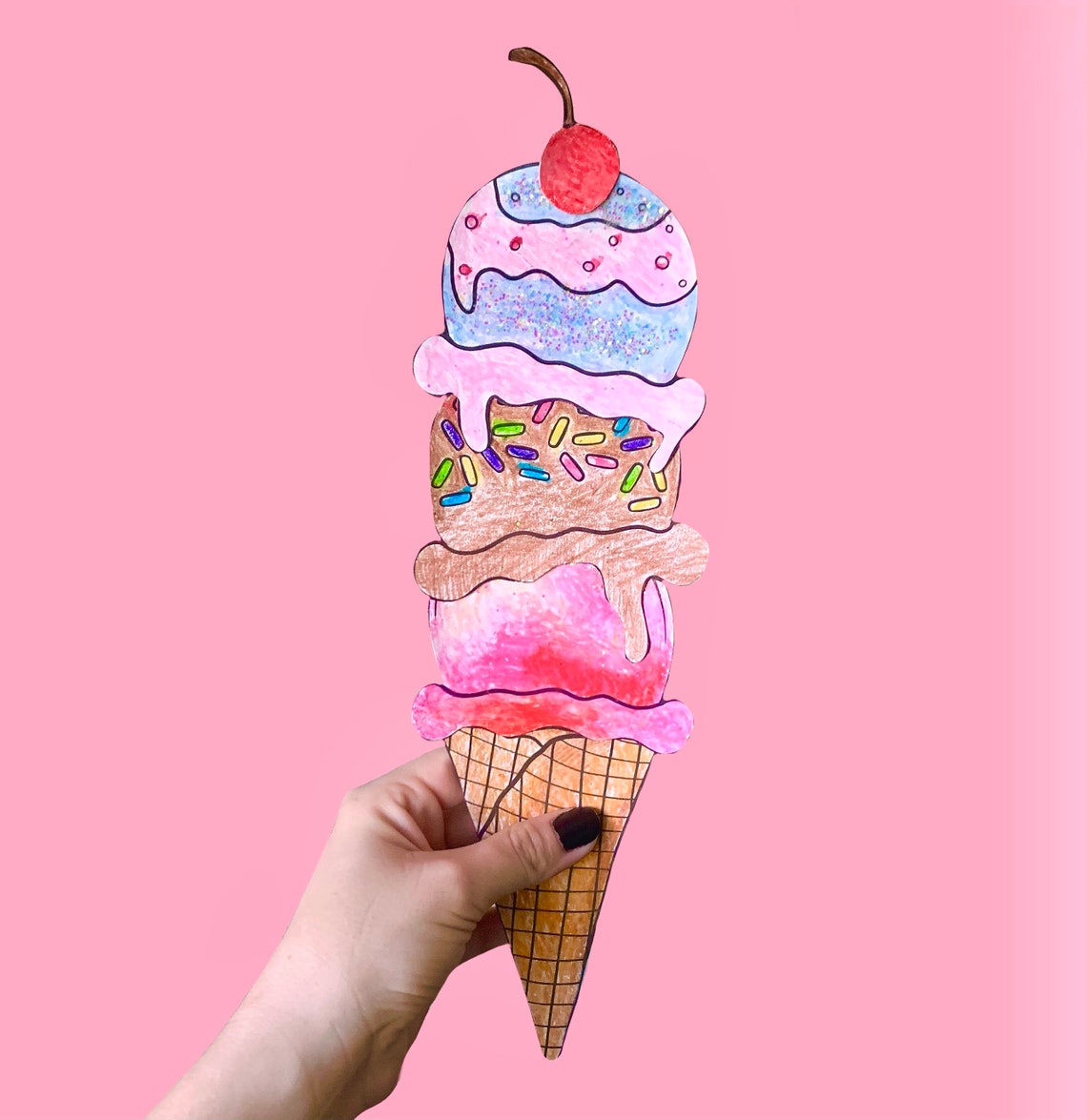 Ice cream cone coloring page digital download printable ice cream