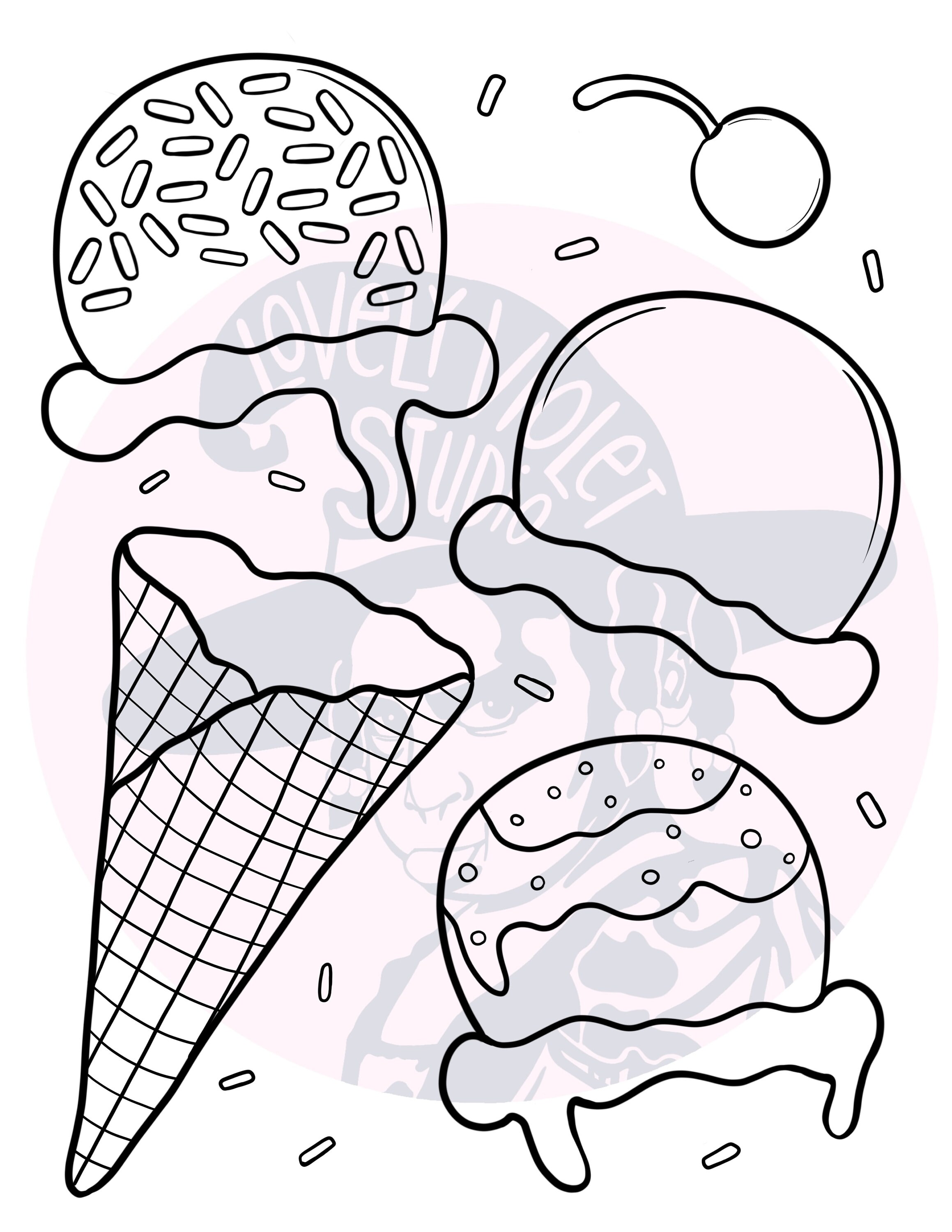ice cream cone printable coloring page downloadable ice cream etsy canada