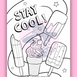 Popsicle Coloring Page Digital Download, Printable Popsicle Paper Craft, Kid&#39;s Summer Themed Paper Craft, Handmade Popsicle Art