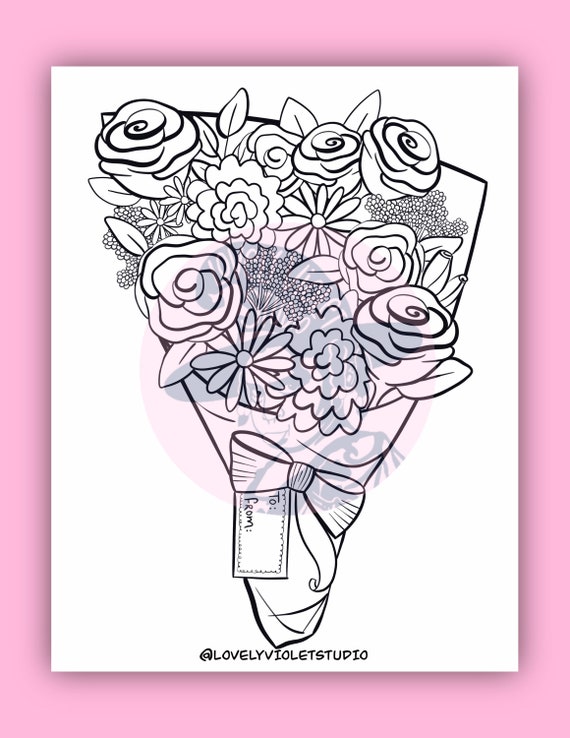 Bouquet Of Roses Coloring Pages - Il 570xN.4601312883 Kscs 