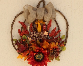 Twing Fall Pumpkin Wreath