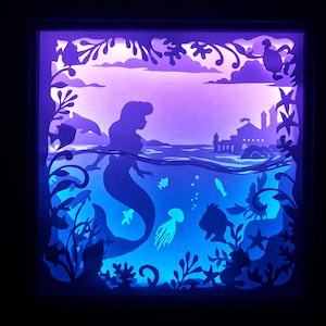 Mermaid-4[9x9 inch]  - Paper Cutting Light Box Template files