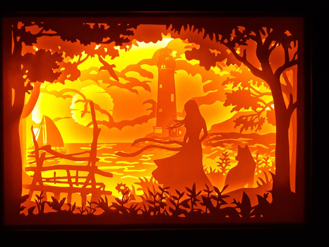Lighthouse - Paper Cutting Light Box Template Files - Etsy