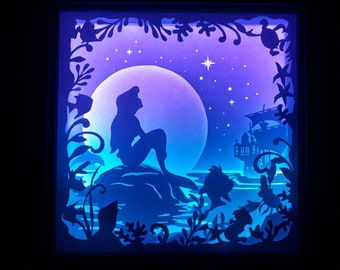 Little Mermaid - 3 [9x9 inch]  - Paper Cutting Light Box Template files