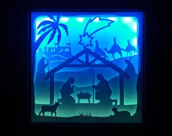 Weihnachtskrippe [20,5x21,5 cm] - Paper Cutting Light Box Template Dateien