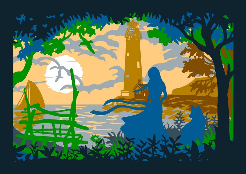 Lighthouse - Paper Cutting Light Box Template Files - Etsy
