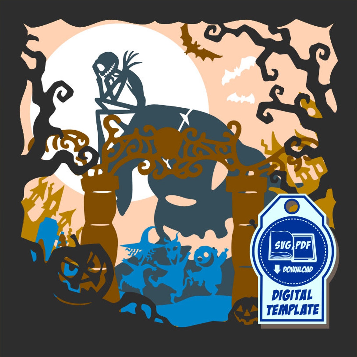 Nightmare 2in1 [9x9 Inch] - Paper Cutting Light Box Template Files - Etsy
