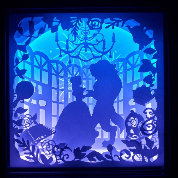 Beauty and Beast story [9x9 inch] - Paper Cutting Light Box Template file