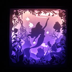 Mermaid-2[9x9 inch]  - Paper Cutting Light Box Template files