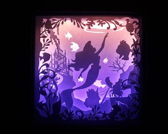 Mermaid-2[9x9 inch]  - Paper Cutting Light Box Template files