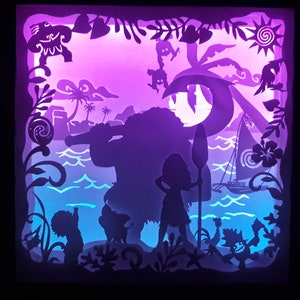 Moana story B [9x9 pollici] - File modello scatola luminosa per taglio carta
