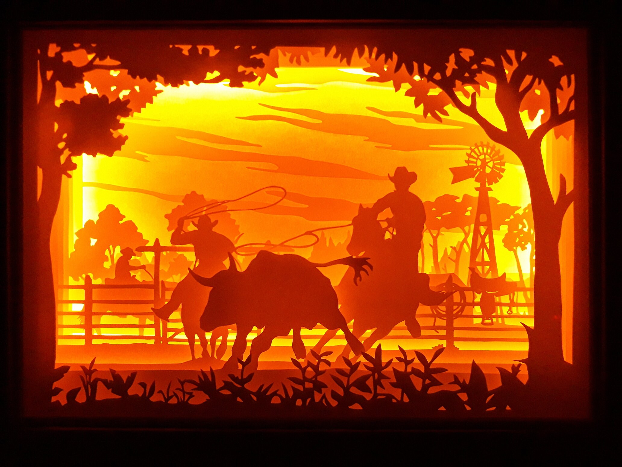 Cowboy Team Roping [ A4, 9x9 Inch ] - Paper Cutting Light Box Template ...
