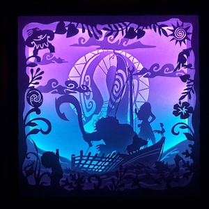 Moana story A [9x9 pollici] - File modello scatola luminosa per taglio carta