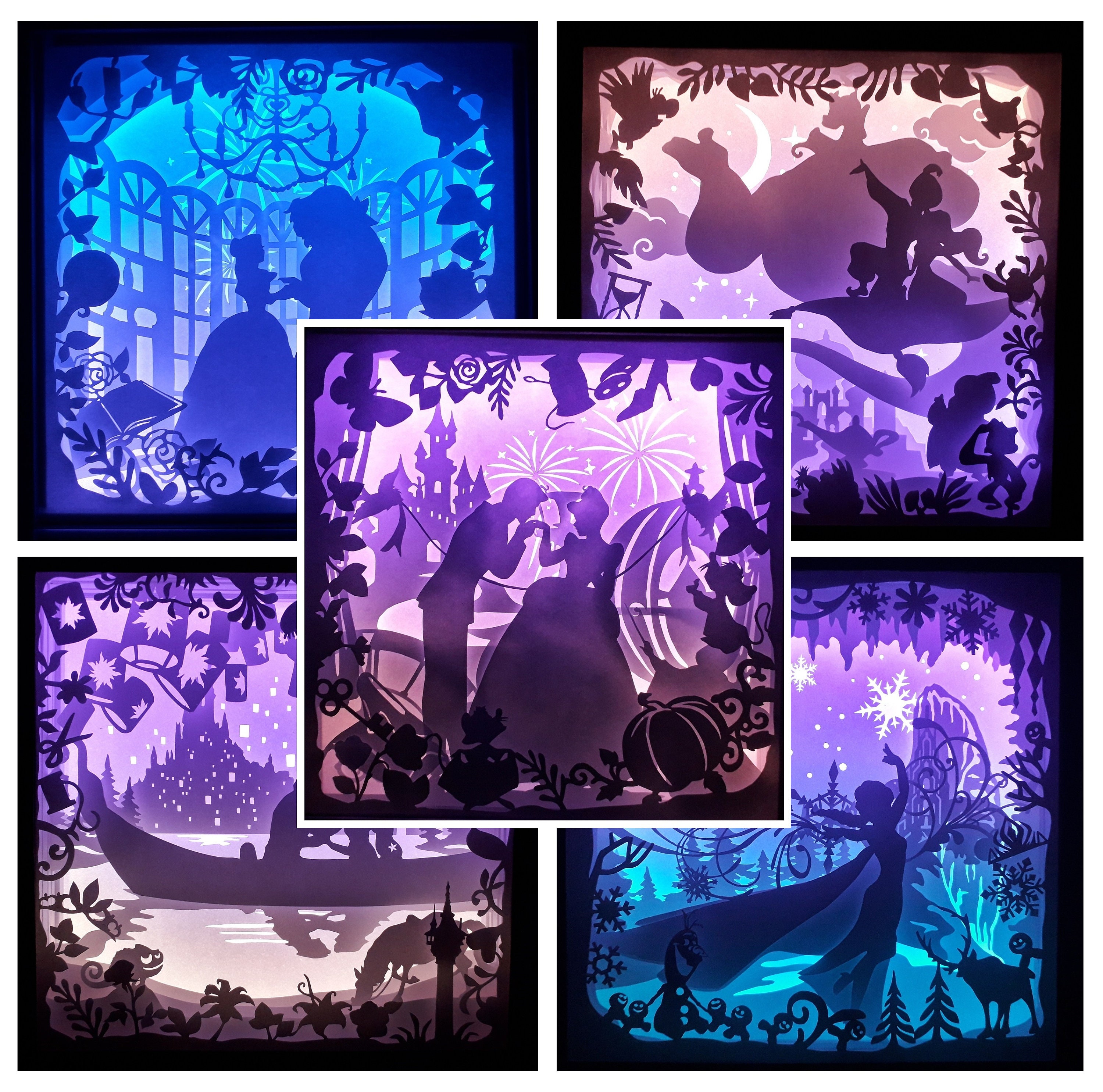 Disney Princesses A [9x9 inch] - Paper Cutting Light Box Template fil…