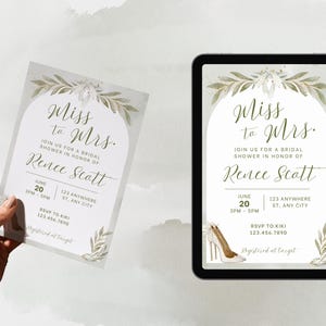 Customizable Bridal Shower Invitation, Printable Invitation Template, Digital Download Template