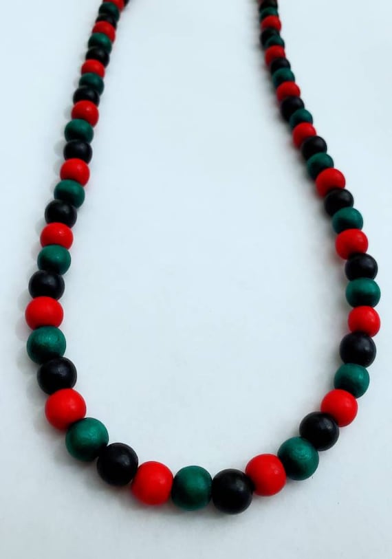 Red black green african necklace sale