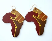 Africa Earrings- African Earrings- Black Power Fist Earrings-Problack Jewelry- Panafrican Jewelry- Afrocentric Jewelry- Afrocentric Earrings