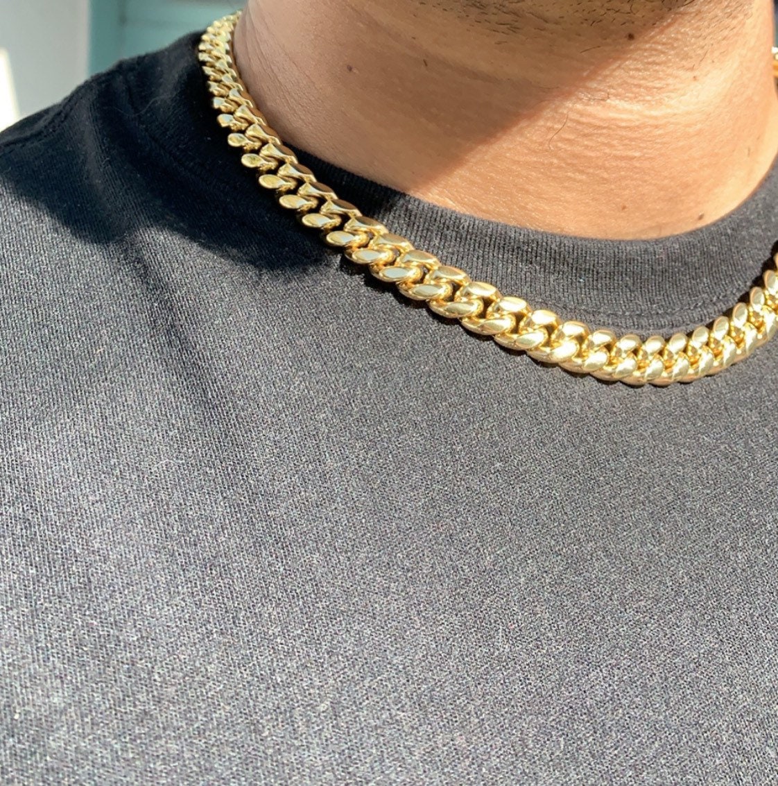 Mens Rope Chain Hip Hop Necklace Twisted Gold Finish 18 Inch Choker 10MM  Wide 