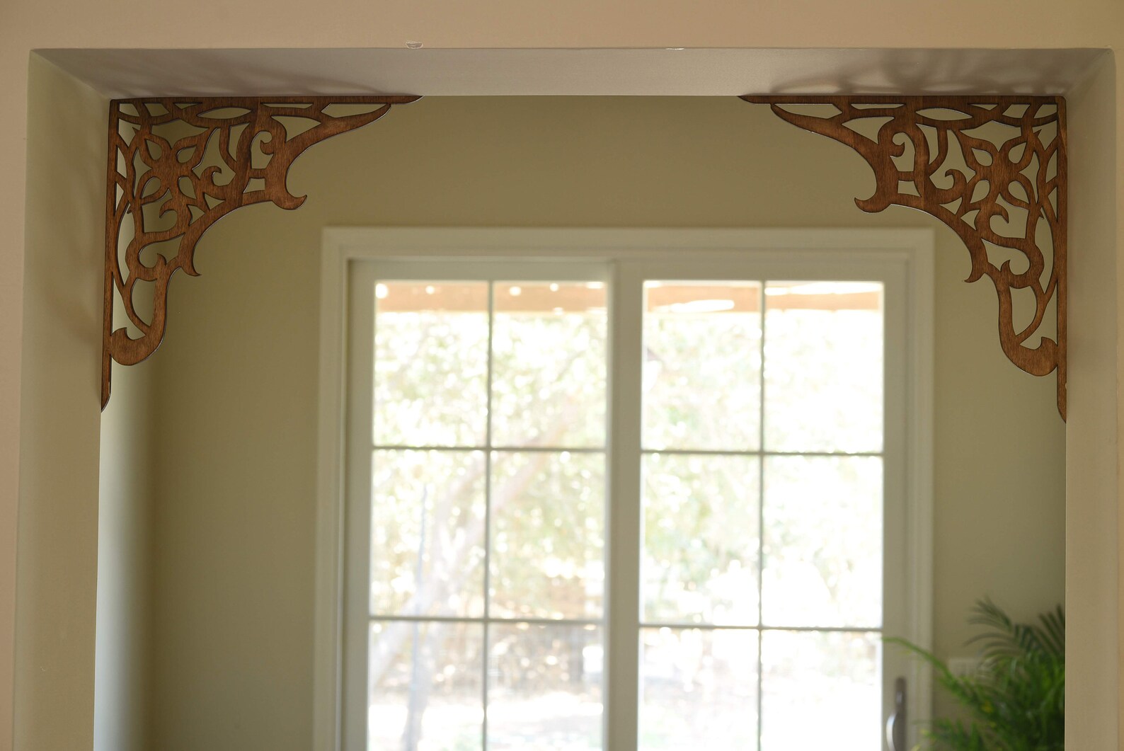 Window Decor Wood Art Corners Flower Ornament Door Decor Etsy
