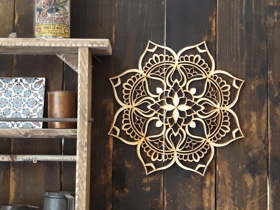 Mandala Wood Decor Living Room Wall Art Wood Wall Art Boho Etsy