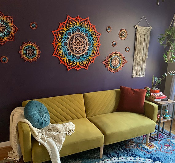 Accent Wall Art Décor Set Huge Indian Mandala Set Large Etsy