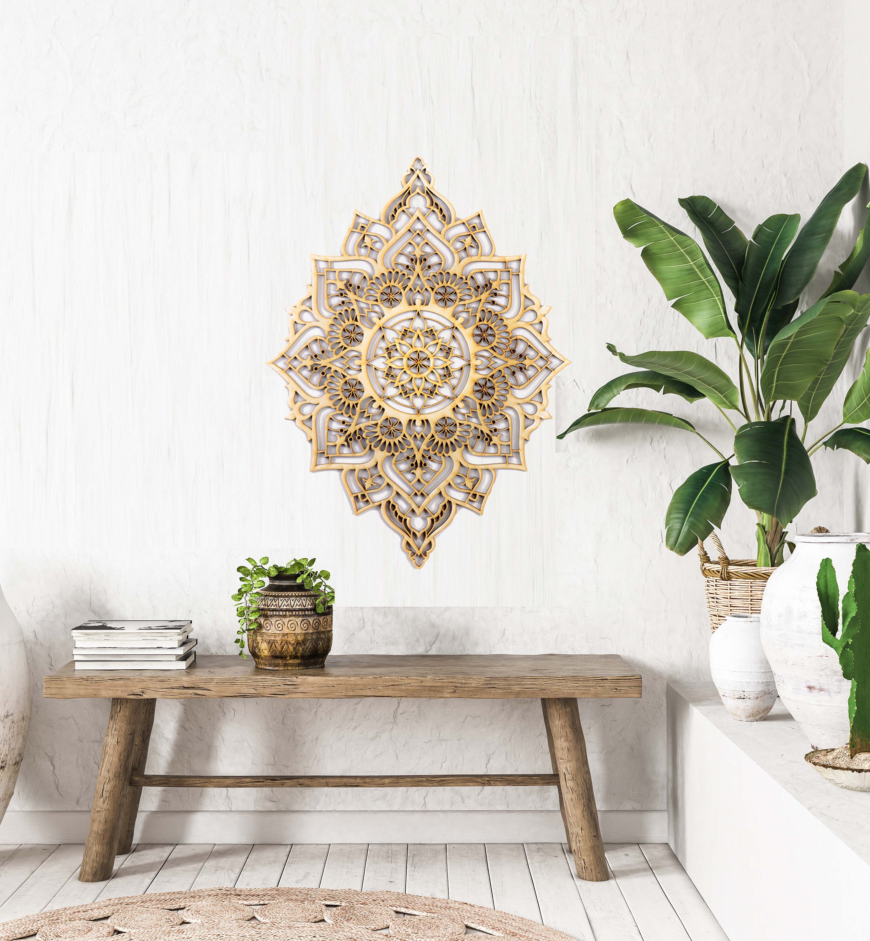 Wood Wall Art Bohemian Wall Decor Mandala Wall Art Wall | Etsy