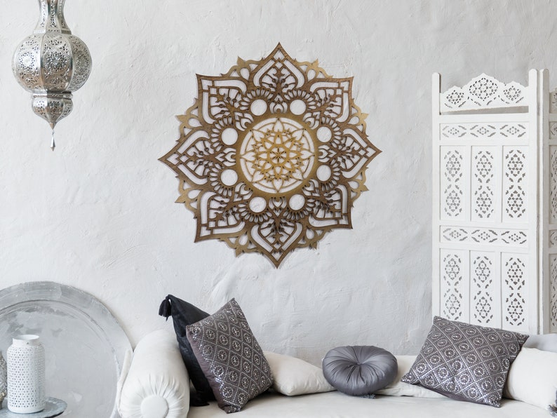 Mandala Wood Wall Art Living Room Wall Hanging Bohemian Etsy