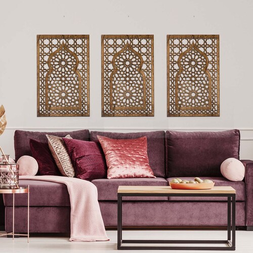 Wood Wall Art Moroccan Decor Moroccan Wall Art Living Room Etsy
