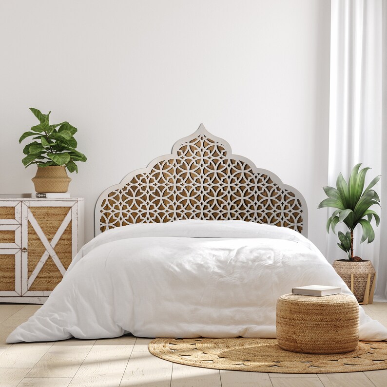 Bohemian Wooden Headboard King Headboard Traditional Etsy