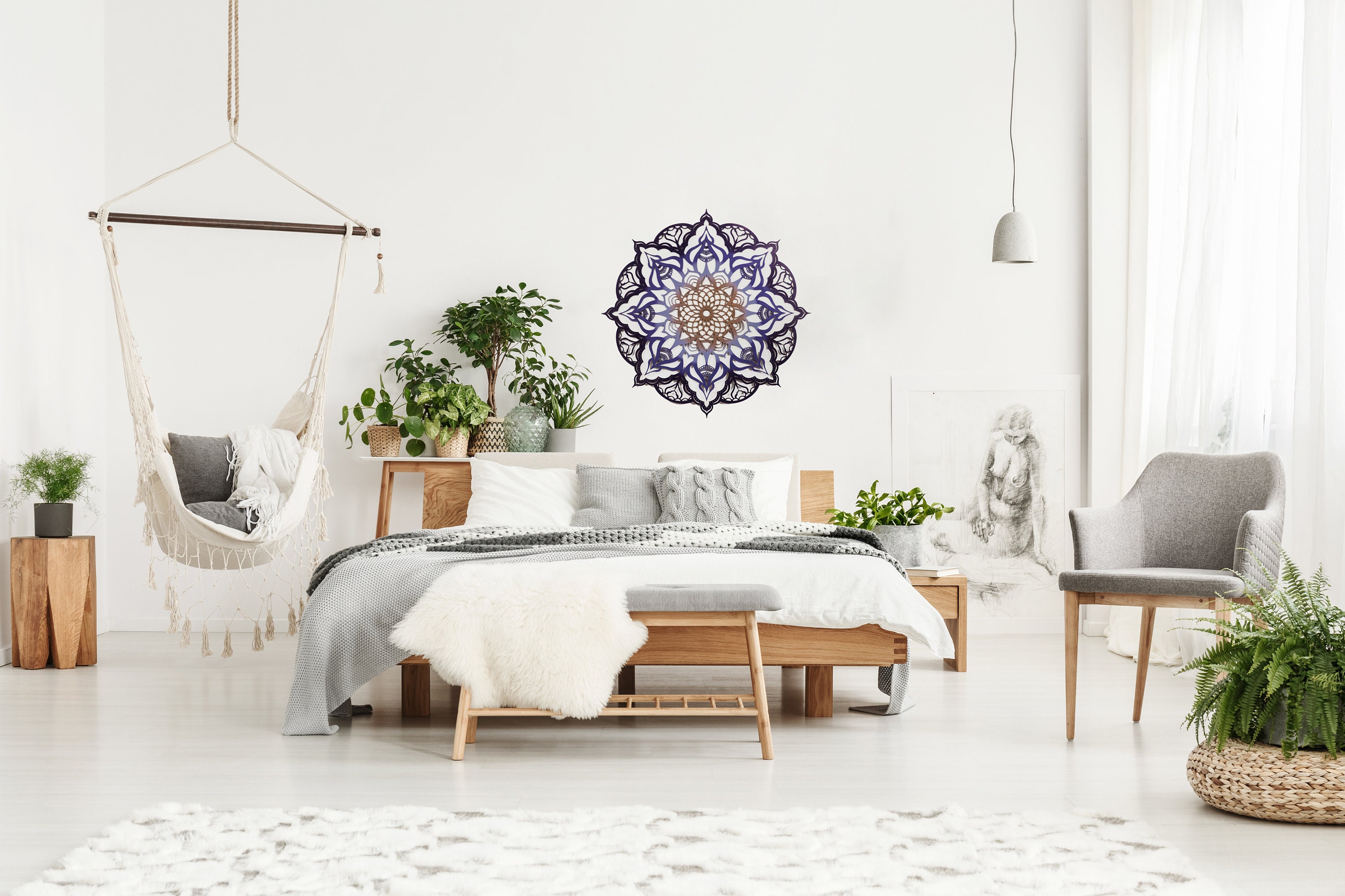 Mandala Bedroom Wall Art Home Décor Wall Decor Wood Décor Etsy