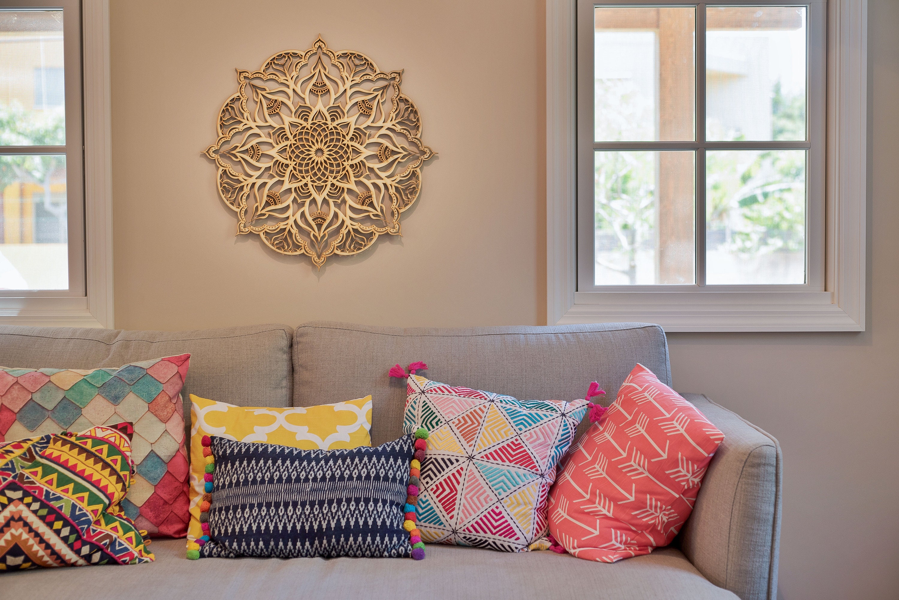 Mandala Living Room Wall Hanging Moroccan Decor Wood Wall Etsy