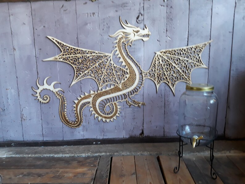 Living Room Wall Art Wood Wall Art Wall Decor Dragon Art Etsy