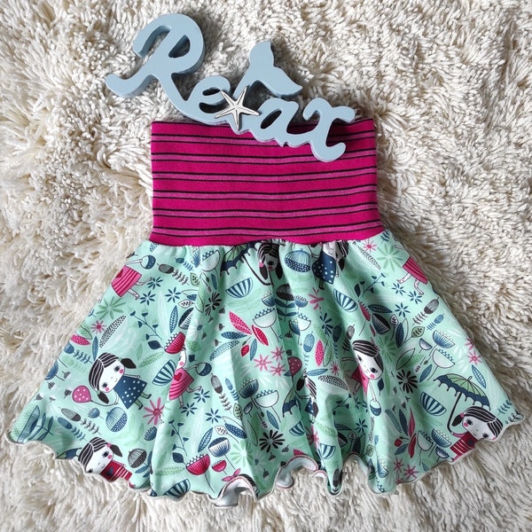 Tellerrock, Schwingrock, Drehrock, Jerseyrock, Rockabilly, Rock, Kinderrock,Rollsaum, Unikat,Handmade,Made in Germany, rosa, pink, Gr. 86/92