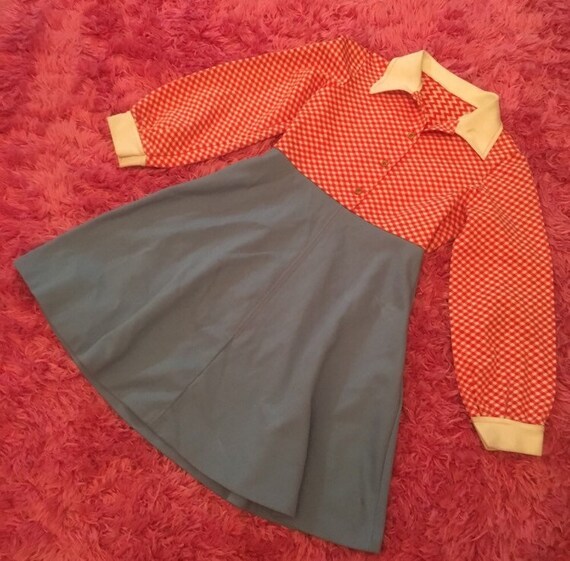 Vintage Handmade Checkered Collar Dress - image 6