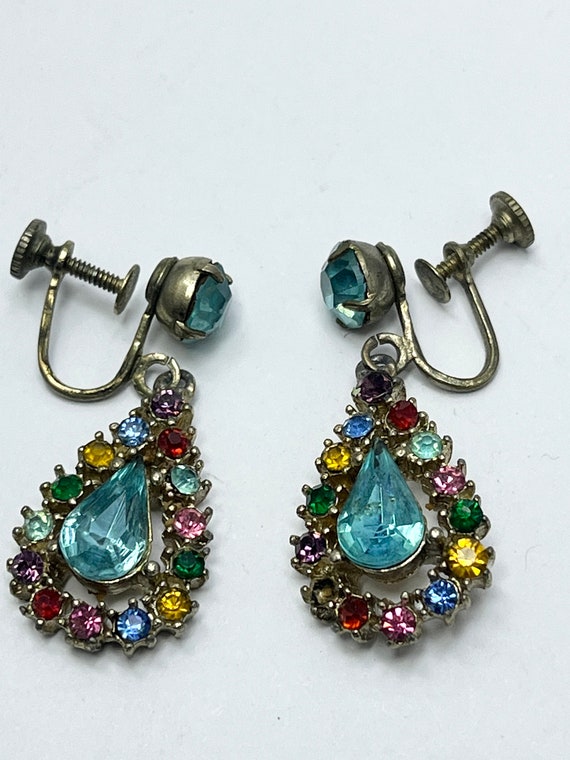 Vintage Rhinestone Drop Earrings - image 2