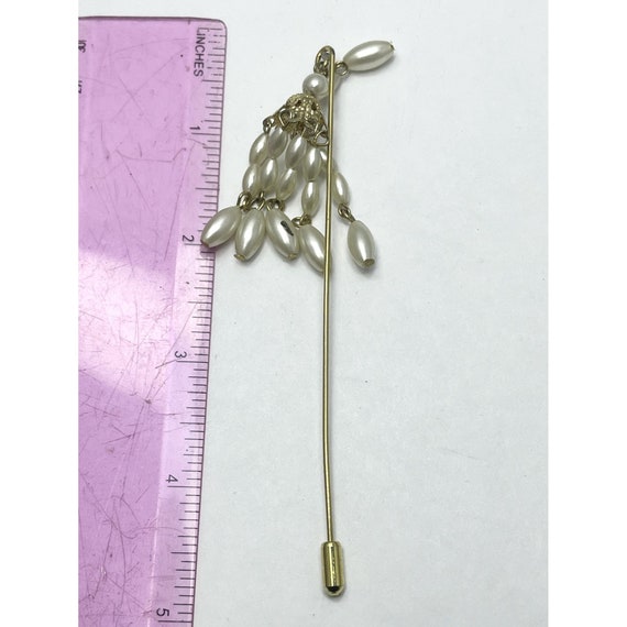 Vintage Pearl Tassel Hat Stick Pin - image 4