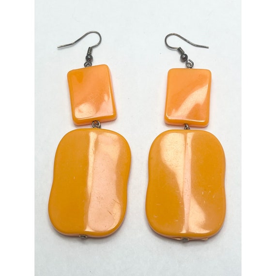 Vintage Orange Plastic Earrings - image 1