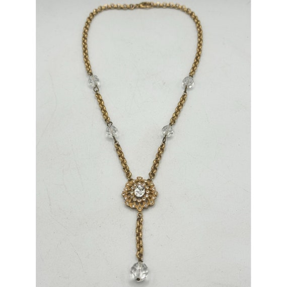 Vintage gold rhinestone crystal necklace - image 4