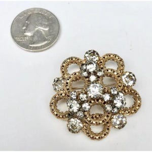 Vintage Kramer of New York Glass Rhinestone Flower Brooch Pin