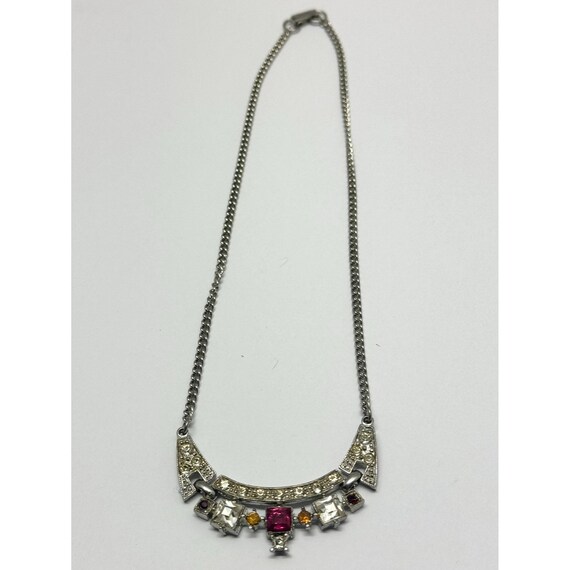 Vintage silver rhinestone collar necklace - image 5