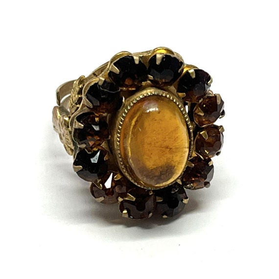 Antique Estate Glass Flower Ring - image 1