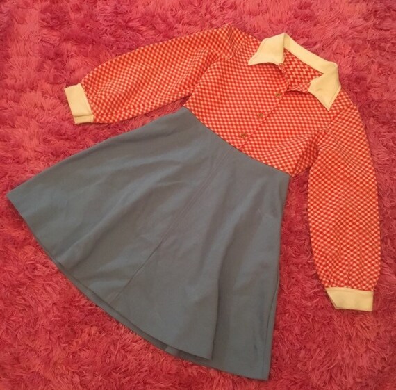 Vintage Handmade Checkered Collar Dress - image 2