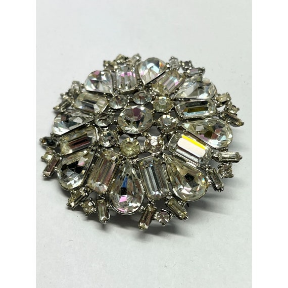 Vintage rhinestone flower brooch pin - image 3