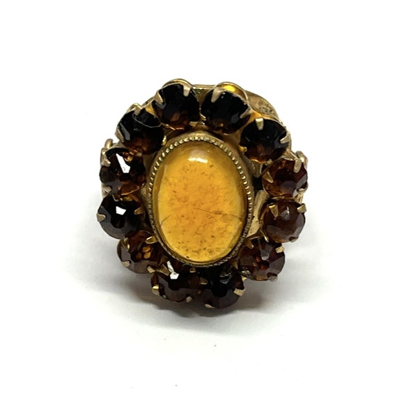 Antique Estate Glass Flower Ring - image 2