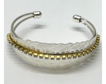 Vintage Strass Silber Feder Armreif
