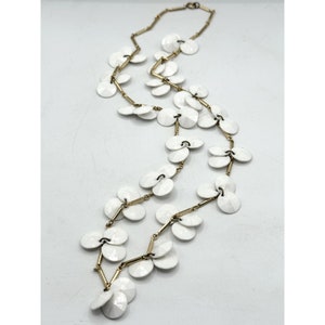 Vintage white beaded gold chain necklace