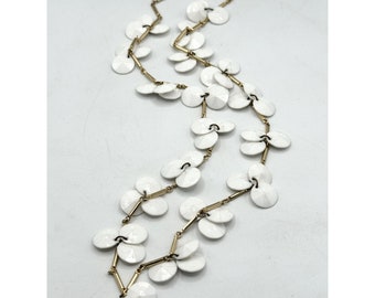 Collier Vintage En Cristal Avec Perles Nacrées à Facettes - Bijou Ancien, Couleur Or, Parfait état