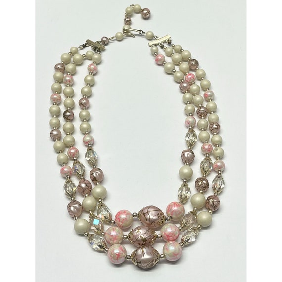 Vintage pink beaded Japan necklace