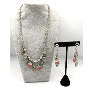 Ensemble collier et boucles d&#39;oreilles fruit ananas palmier vintage